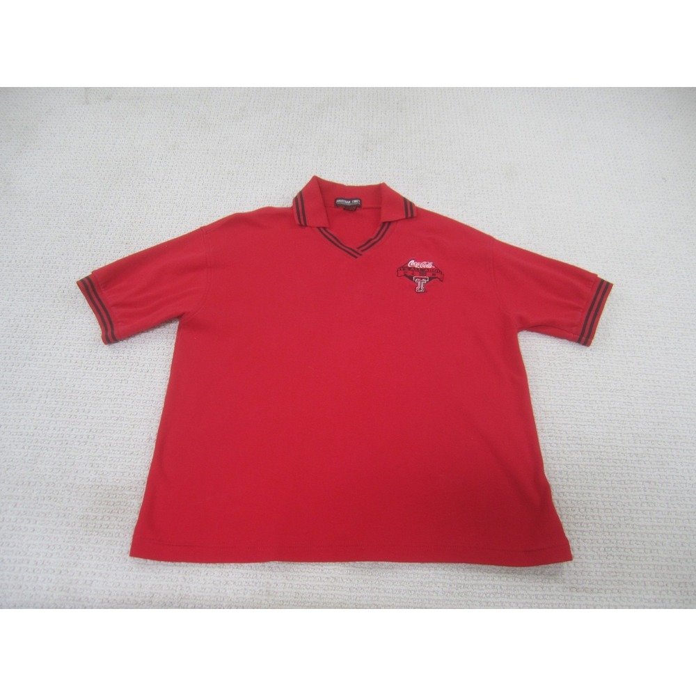 Texas Tech Shirt Adult Large Polo Red‎ Raiders Casual Short Sleeve Coca Cola VTG